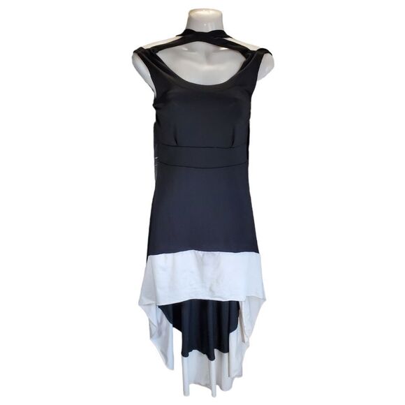 ABODY black and white hi-lo strappy sleeveless S - Picture 1 of 5